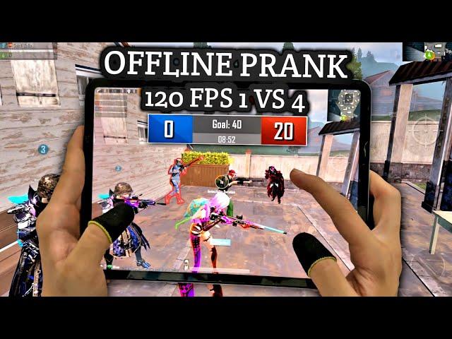 0 - 20 OFFLINE PRANK | M24 KING 1 VS 4 | 120 FPS IPAD PRO HANDCAM | PUBG MOBILE