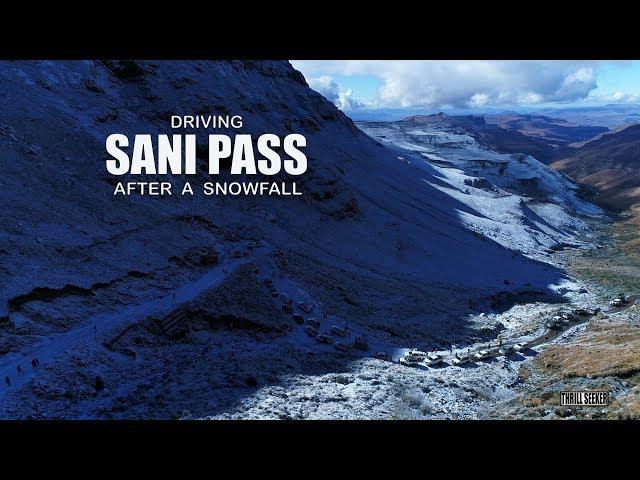 Driving Sani Pass after a Snowfall.