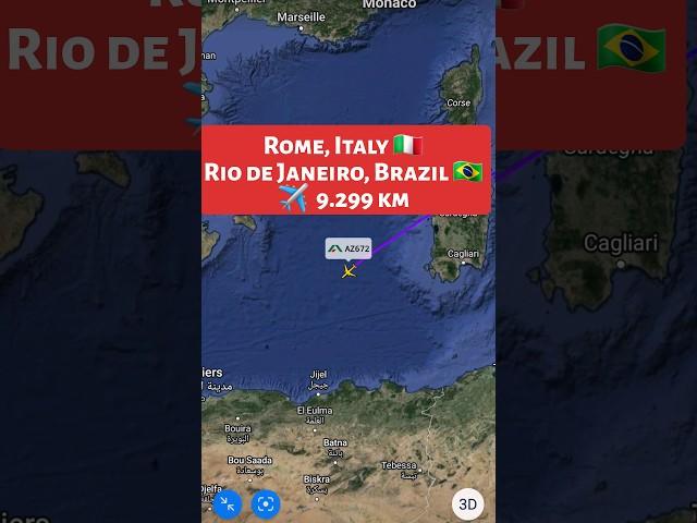 Rome, Italy  to Rio de Janeiro, Brazil  Flight Route ️ Timlines ITY672