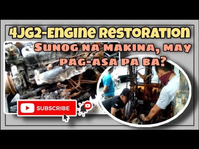 Totally burned 4JG2 forklift engine restoration