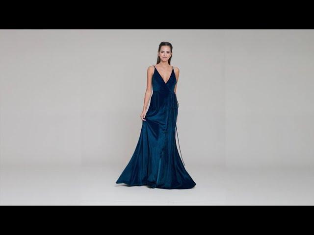 Wrap Navy Blue Velvet Sexy Bridesmaid Dresses | Yelure ️