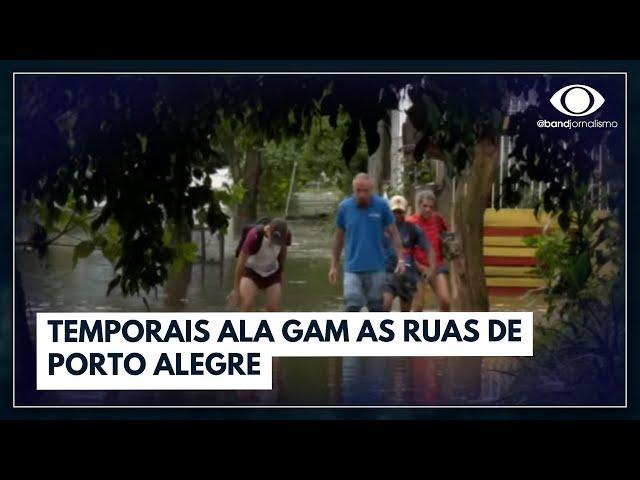 Temporal provoca alagamento nas ruas de Porto Alegre | Jornal da Noite