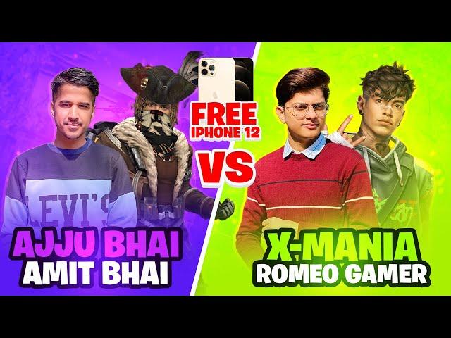 Ajjubhai94 and Amitbhai VS Romeo and X Mania iPhone 12 Pro Max Challenge - Garena Free Fire