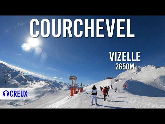 Skiing 2.8km blue piste 'Creux' in Courchevel, Les 3 Vallées (4K UHD)