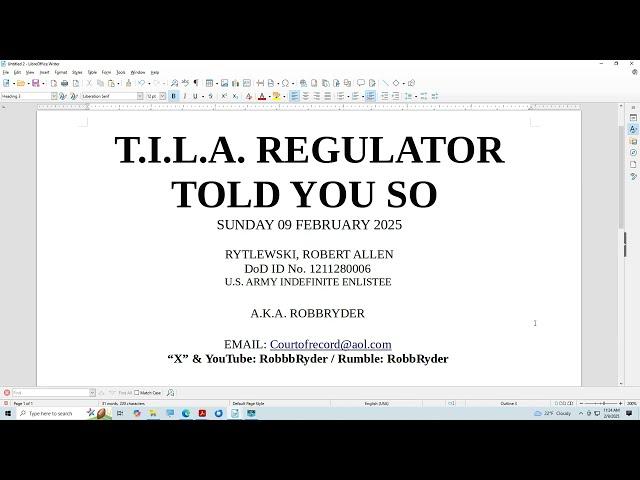 T. I. L. A.  REGULATOR -- TOLD YOU SO