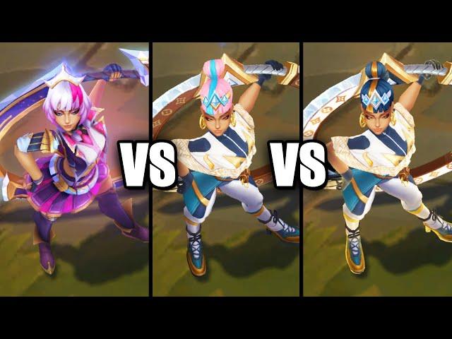 Prestige Battle Academia Qiyana vs Prestige True Damage Qiyana Skins Comparison (League of Legends)