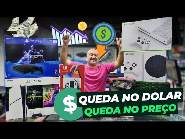 PS5 E XBOX SERIES X MAIS BARATO - DOLAR CAIU E O PREÇO TAMBÉM.