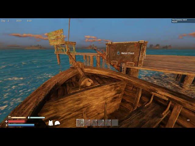 Sunkenland BOAT and SCRAP HELMET  Raided for first time - Day 3  (no commentary)