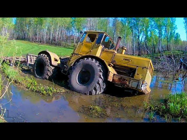 Tractor got Stuck in Mud! Powerful tractors New Holland, John Deere, KIROVETS, Fendt work off-road.