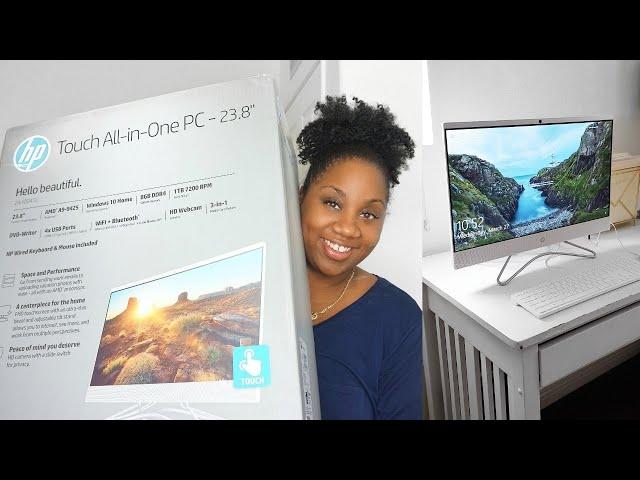 Beautiful Computer on a BUDGET! HP All In One PC Unboxing 24-f0047c + Setup