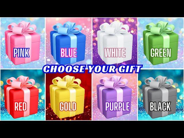 Choose YOUR Gift 8 gift box challenge Pink, Blue, White, Green, Red, Gold, Purple or Black #quiz