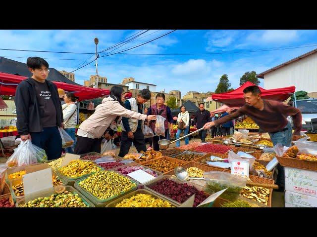 Bustling Suburban Market in Yunnan, China: Snack Paradise, Premium Dried Beef & Timeless Tastes