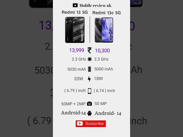 Redmi 13 5G vs Redmi 13C 5G : ONE CLEAR ANSWER : comparison! #smartphone #shorts #shortsfeed