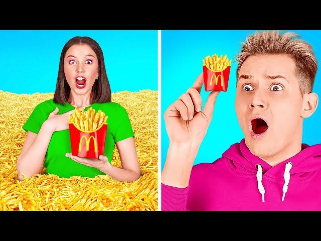 100 LAYERS FOOD CHALLENGE || Giant VS Tiny Food For 24 Hours by 123 GO! FOOD