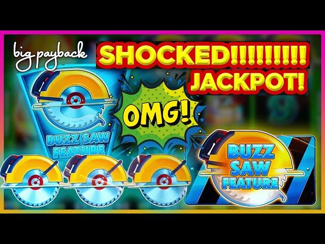 3 BUZZ SAW JACKPOT SHOCKER on Huff N' More Puff Slots!