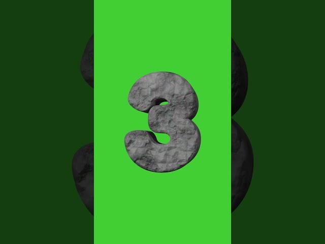 9 to 0 3D Stone Numbers Countdown with Voice Over | GREEN SCREEN