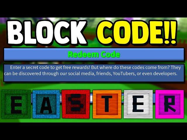 CODE BLOCKS!! (EASTER) | Build a boat for Treasure ROBLOX