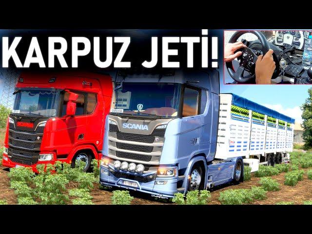 TARLADAN KARPUZ YÜKLEDİK! - SCANİA'LAR İLE KARPUZ JETİ - ETS 2 MOD T300RS @oguzhankaplan