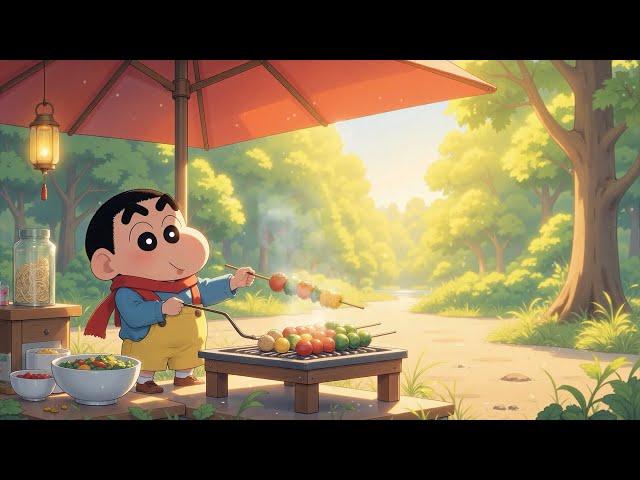 Chill Grill Moments Soothing Lofi Hip Hop & Delicate Morning Calm With My Shinchan
