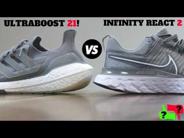 adidas ULTRABOOST 21 vs Nike REACT INFINITY Run Flyknit 2 Comparison Review!