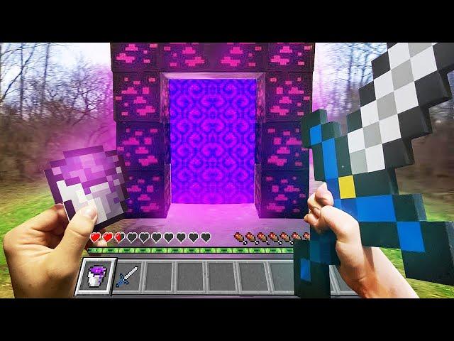 Minecraft in Real Life POV - I BUILD REALISTIC NETHER PORTAL - Realistic Minecraft Challenge