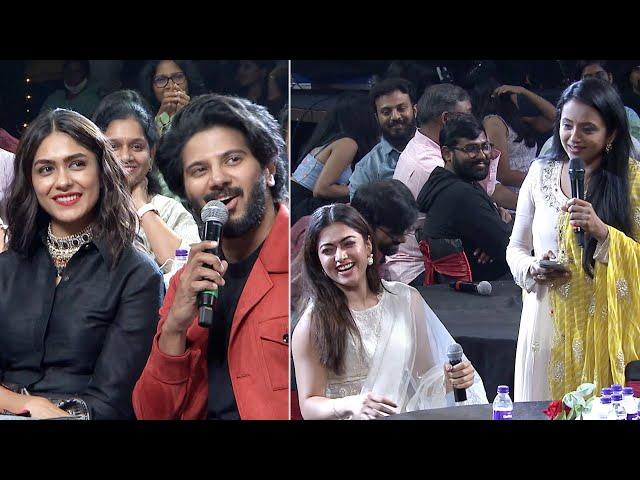 Anchor Suma Hilarious Fun With Dulquer Salmaan, Rashmika & Mrunal Thakur At Sita Ramam Musical Event