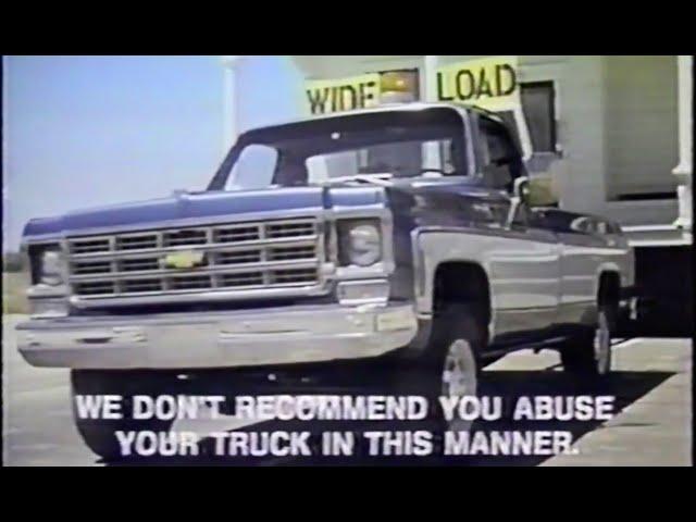 1978 Chevrolet K20 pickup commercial - towing a house