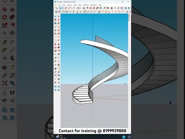 Quick staircase design inside Sketchup, For Training - 8199929888 #cad #3D #sketchup #stair