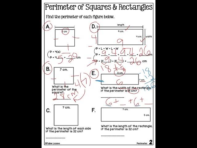 Area and Perimeter for 4th Grade and Upper Elementary - Measurement