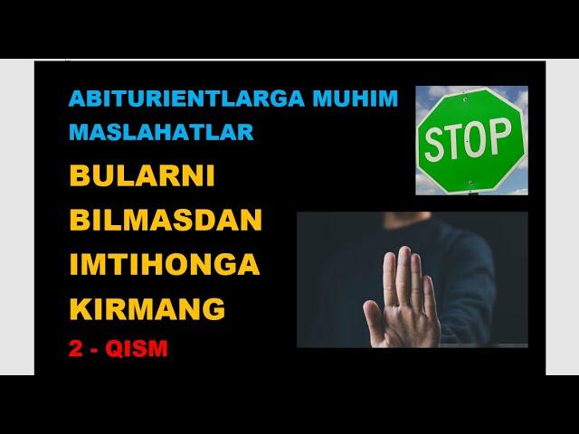 BULARNI BILMASDAN IMTIHONGA KIRMANG 2  QISM