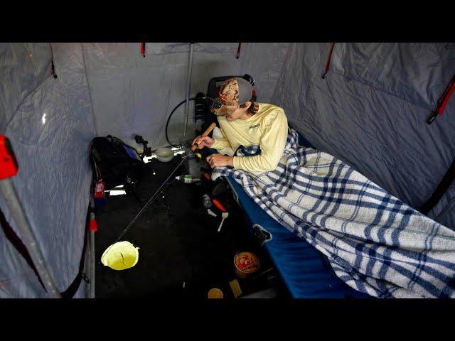 Solo Ice Camping in a Tiny Shack!