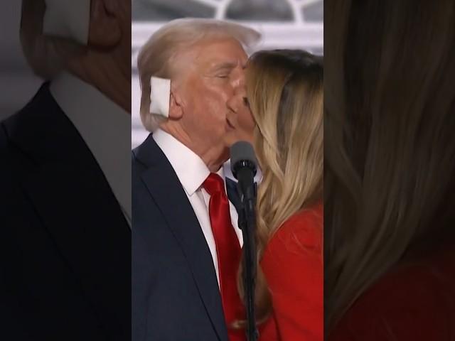 Trump Ends 93-Minute RNC Speech With Kiss From Melania