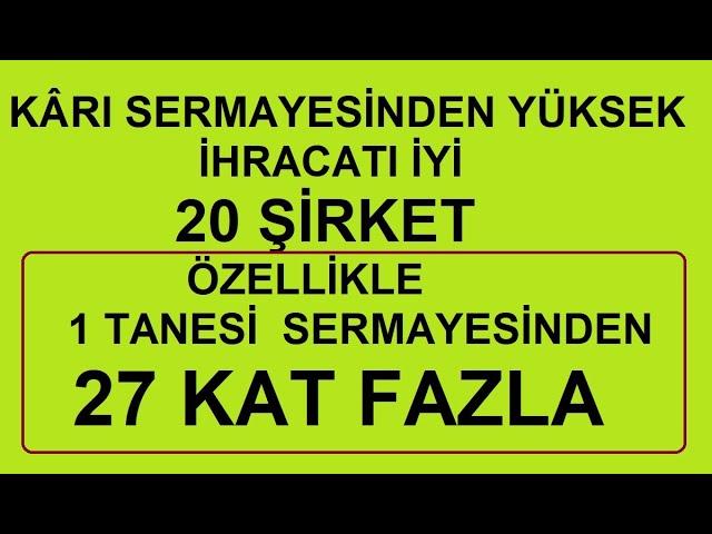 KÂRI SERMAYESİNDEN YÜKSEK İHRACATI İYİ 20 ŞİRKET | ÖZELLİKLE 1 TANESİ  SERMAYESİNDEN 27 KAT FAZLA