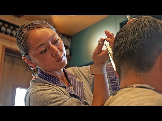 (ASMR) Exceptional Service by Hidden Gem Female Barber in Japanese Countryside