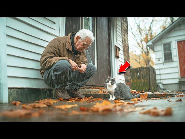 Elderly Man Takes In Pregnant Street Cat During Storm. 3 Months Later, Something INCREDIBLE Changes