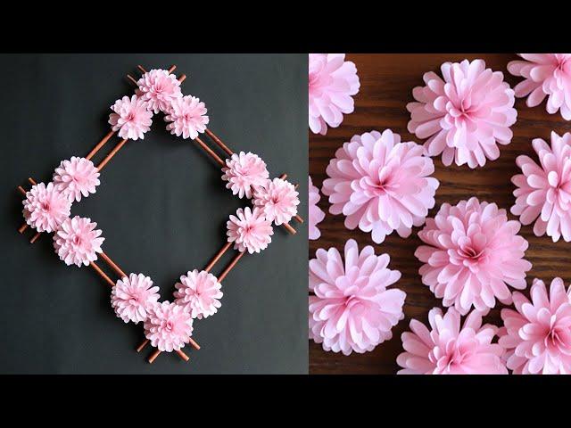 Paper Flower Wall Hanging- Easy Wall Decoration Ideas - Paper craft - DIY Wall Decor