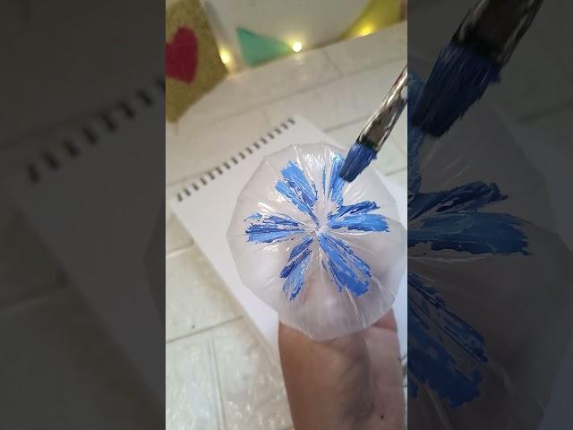 How to make flowers painting with plastic bag | Creative painting ideas #shorts #creative