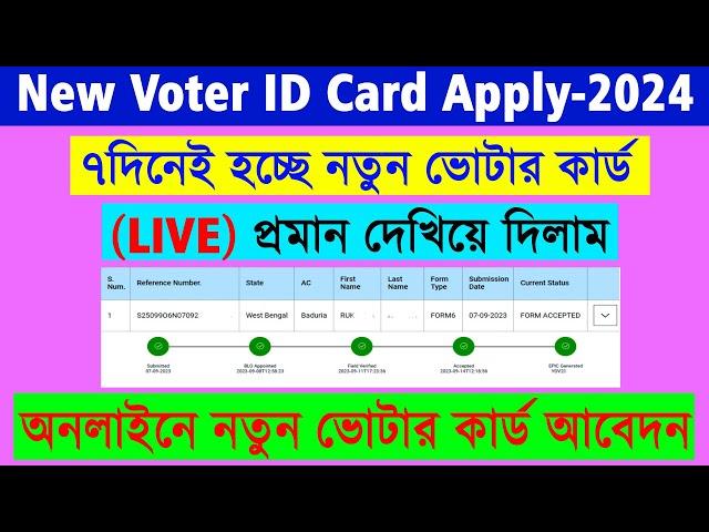 New Voter ID Card Apply Online 2024 || WB New Voter/EPIC ID Card Apply Online within 7 Days 2024 ||