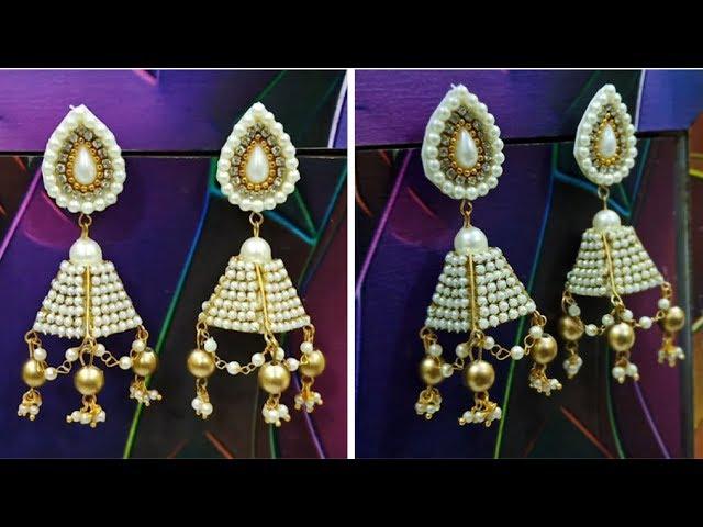 New Silk Thread Pearl Designer Earring making at Home||PEARL EARRING MAKING AT HOME