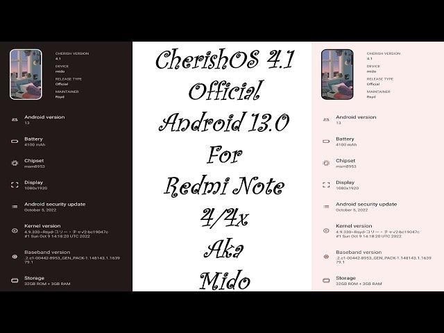 CherishOS 4.1 Official Android 13.0 For Redmi Note 4/4x aka Mido