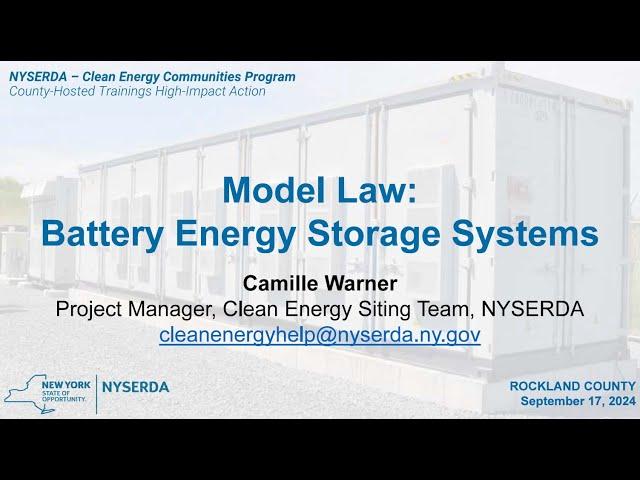 Overview of the Model Battery Energy Storage System (BESS) Law - 9/17/24