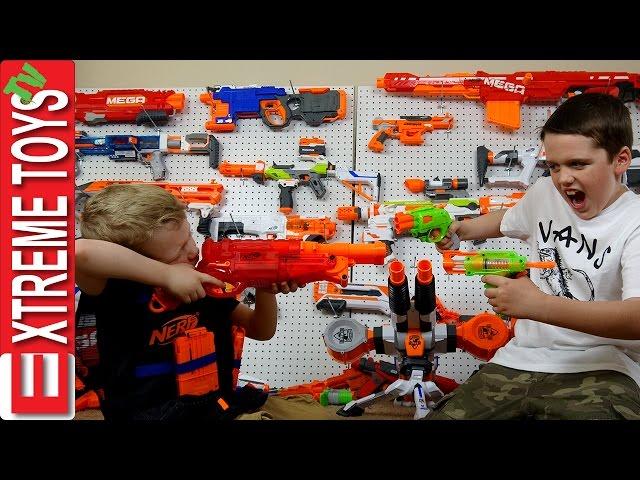 Full Nerf Arsenal! Ethan with the Nerf Mastondon Vs. Cole with the Nerf Rhino Fire