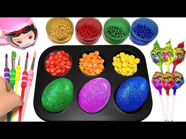 Satisfying Video l How to making Rainbow Lollipop Candy WITH Playdoh Glitter Egg in M&M Cutting ASMR