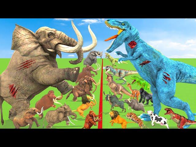 Prehistoric Mammals VS Animals VS Dinosaurs Mammoth vs TRex Epic Battle Animal Revolt Battle Simulat