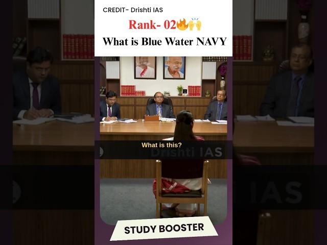 BlueWater Navy| Harshita Goyal Rank-2 | UPSC 2024 Mock Interview by Drishti IAS| #studybooster4u