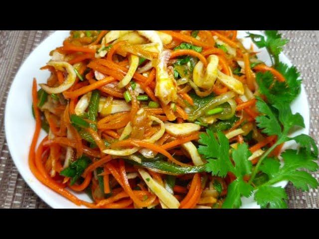 Кальмары с морковью По-Корейски! Рецепт Вкусного Салата!