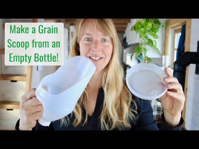 Repurposed Things, Make a Free Grain Scoop from an Empty Bottle