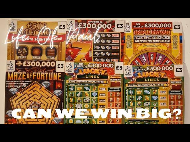 £20 mix of National Lottery UK £5 and £3 scratch cards.