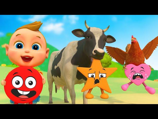 Learning Shapes With Cow, Chicken - Making Shaped Cakes With Animal Friends | Game Animal
