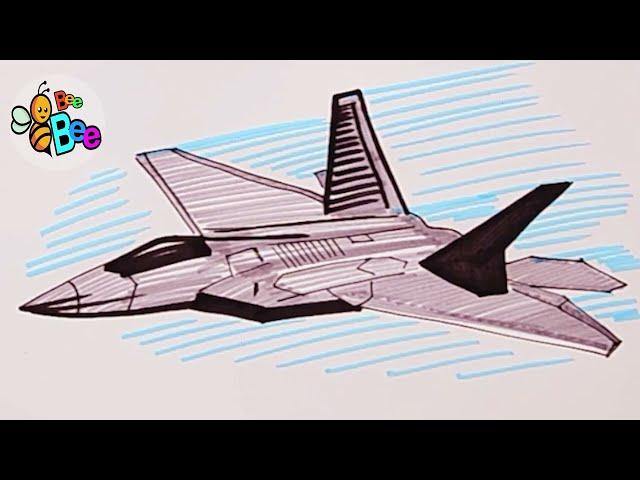 How to draw F 22 Raptor fighter